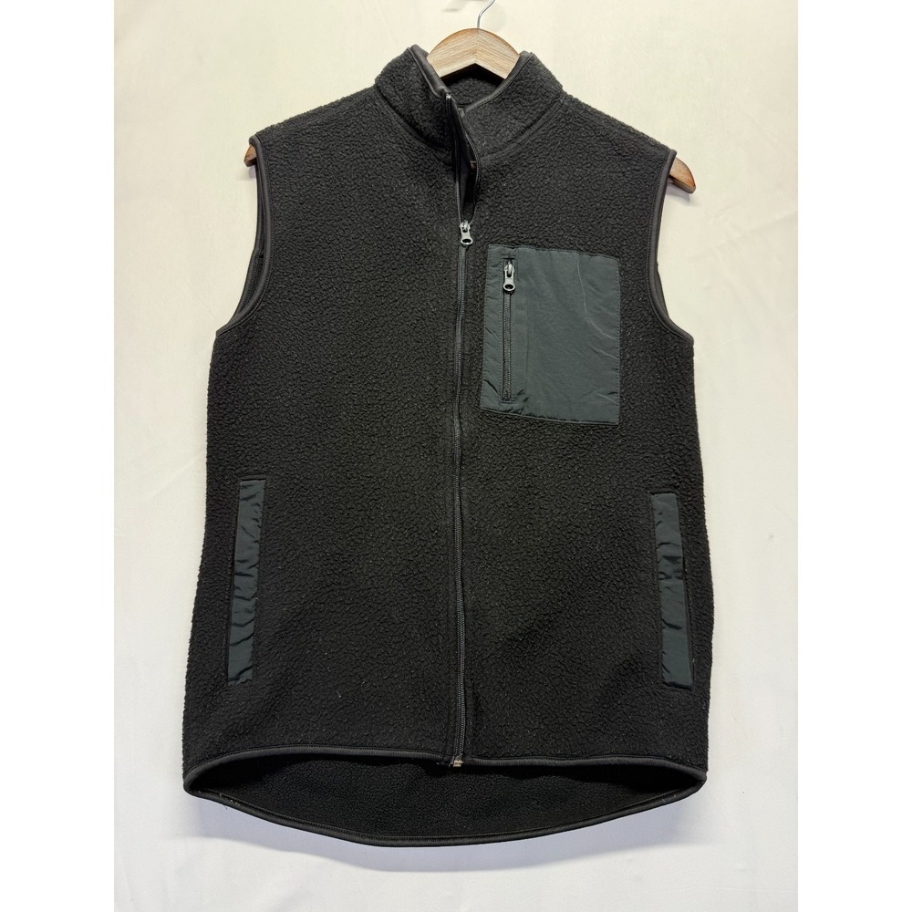 Old Navy Fleece‎ Vest Womens Small Black Winter Warm Wear Mock Neck Full Zip